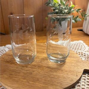 Princess House Clear Floral Etched Glasses